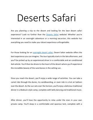 deserts safari