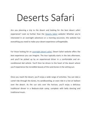 Deserts Safarii