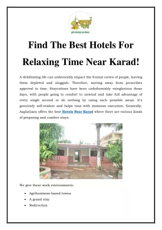 Hotels Near Karad Call-961907590