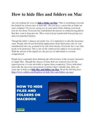 how to hide files and folders on mac
