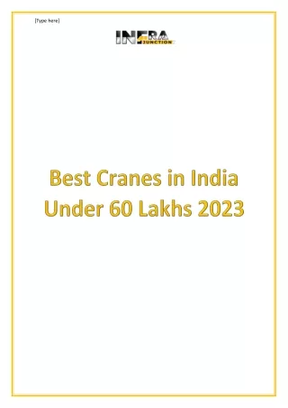 Best Cranes in India Under 60 Lakhs 2023