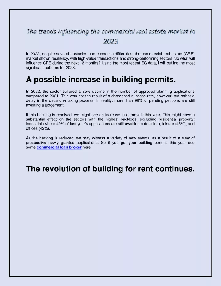 PPT - The trends influencing the commercial real estate market in 2023 ...