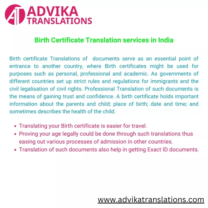 birth certificate translation services in india