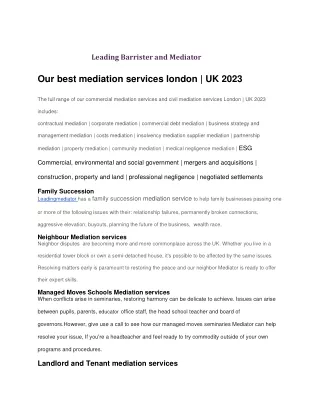 Our best mediation services london | UK 2023 services