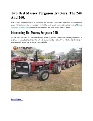 Two Best Massey Ferguson Tractors
