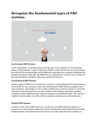 recognize the fundamental types of erp systems