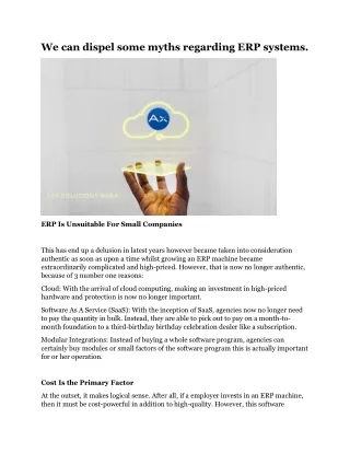 we can dispel some myths regarding erp systems