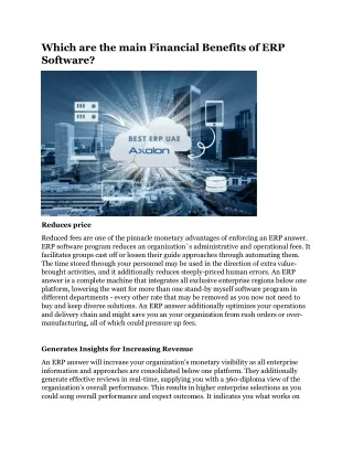 which are the main financial benefits