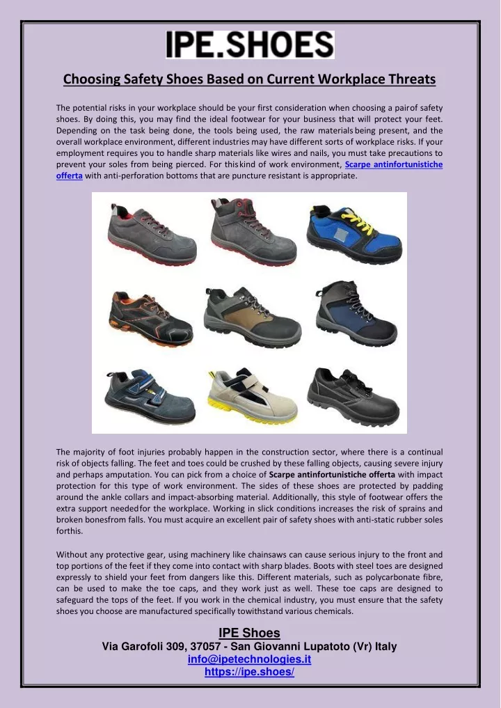 choosing safety shoes based on current workplace