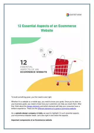 12 Essential Aspects of an E-Commerce Website