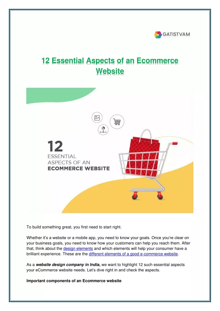 12 essential aspects of an ecommerce website