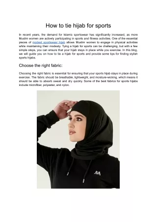 How to tie hijab for sports