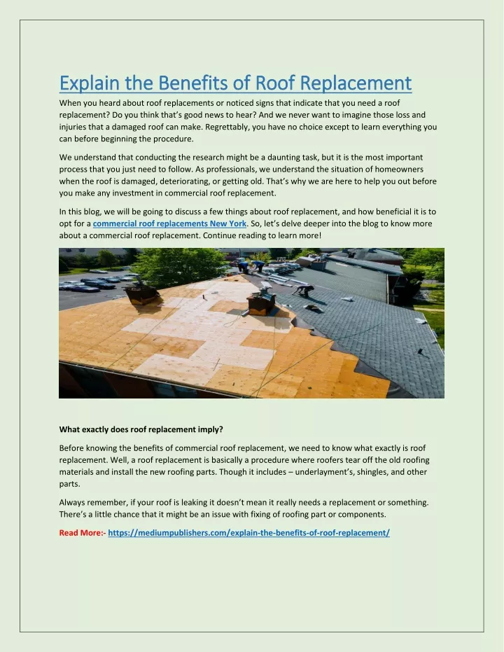 explain the benefits of roof replacement explain