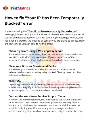 How to fix “Your IP Has Been Temporarily Blocked” error