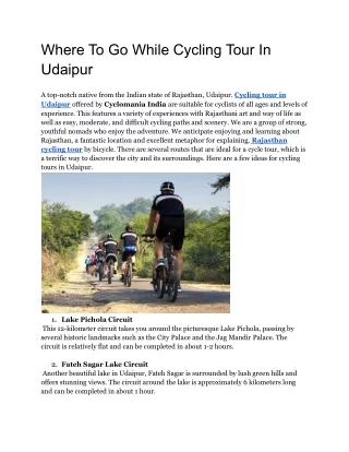 Where To Go While Cycling Tour In Udaipur