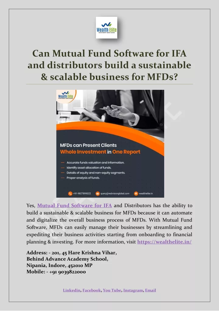 can mutual fund software for ifa and distributors
