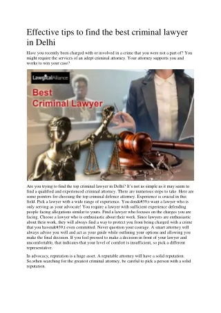 Effective tips to find the best criminal lawyer in Delhi