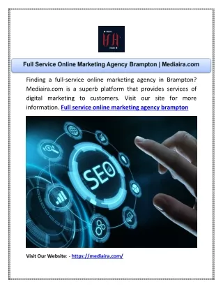 Full Service Online Marketing Agency Brampton | Mediaira.com