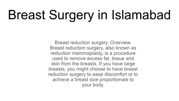 breast surgery in islamabad