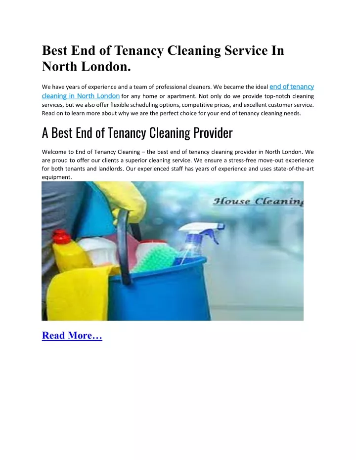 best end of tenancy cleaning service in north