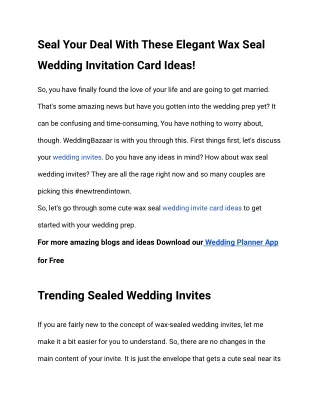 Seal Your Deal With These Elegant Wax Seal Wedding Invitation Card Ideas