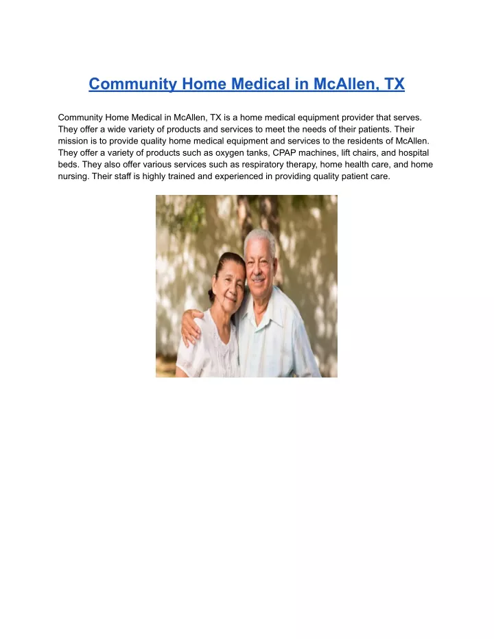 community home medical in mcallen tx