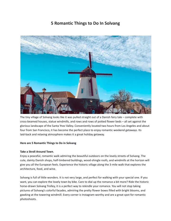 5 romantic things to do in solvang