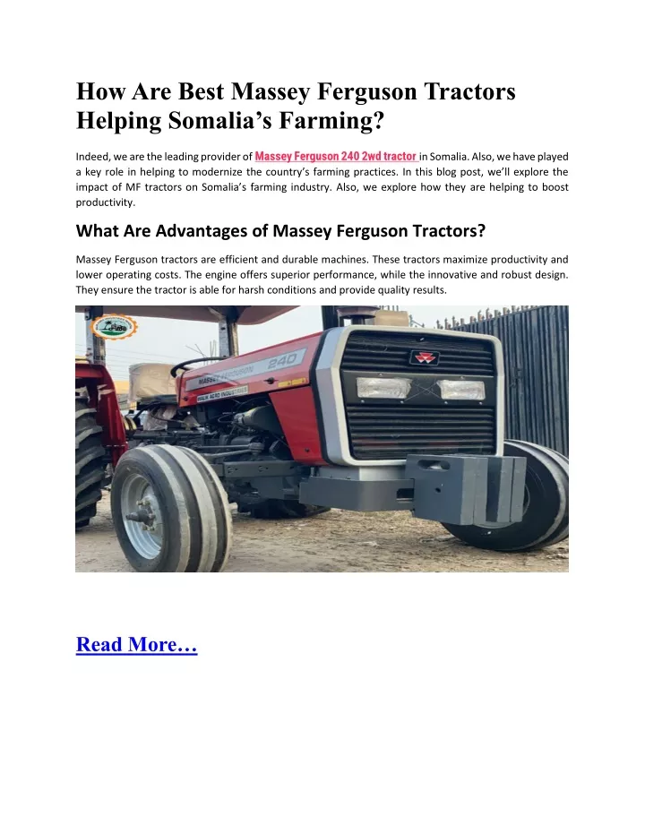 how are best massey ferguson tractors helping
