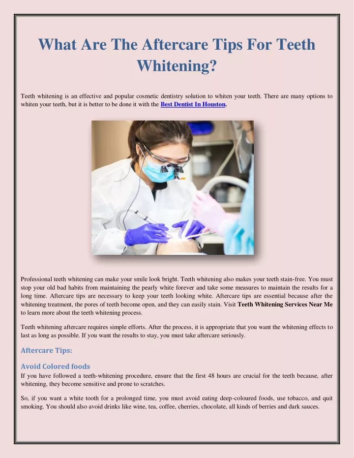 what are the aftercare tips for teeth whitening