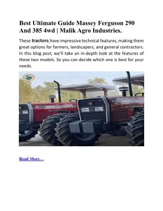 Best Ultimate Guide Massey Ferguson 290 And 385 4wd