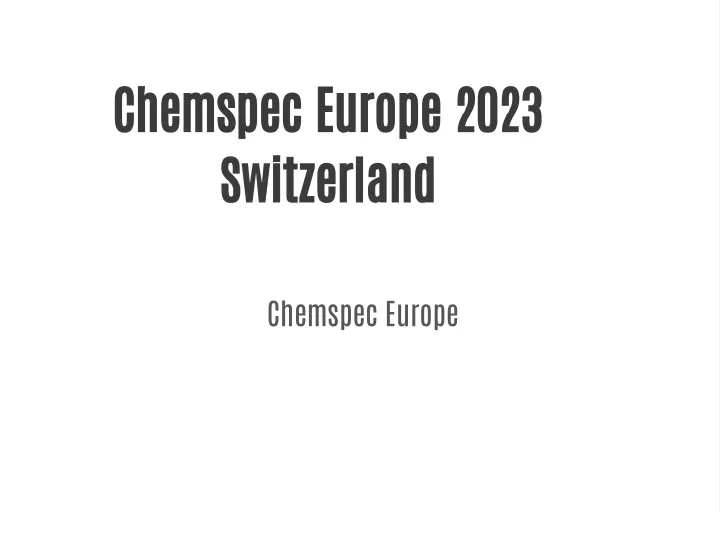 chemspec europe 2023 switzerland