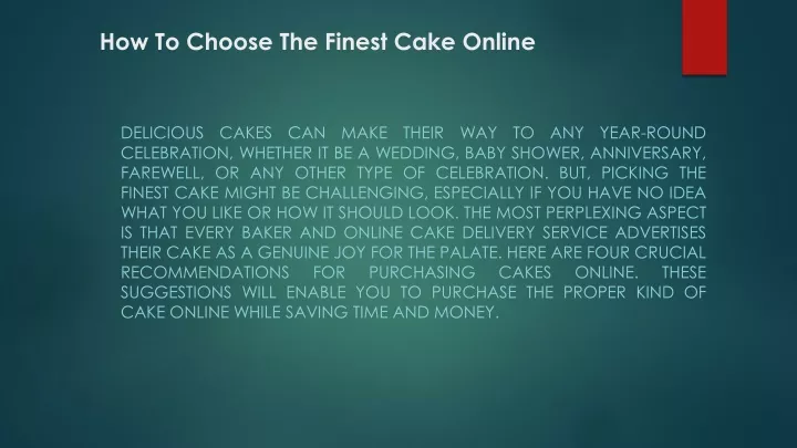 how to choose the finest cake online