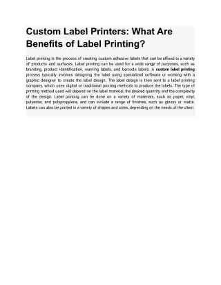 Custom Label Printers_ What are the benefits of label printing_