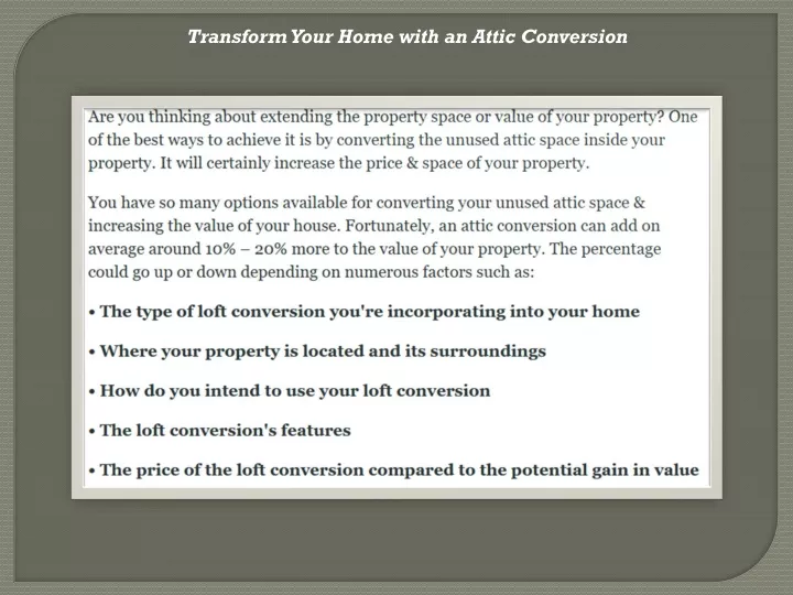 transform your home with an attic conversion