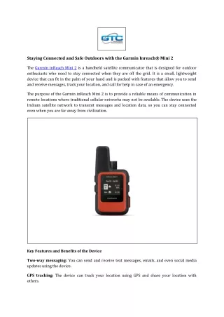 Staying Connected and Safe Outdoors with the Garmin Inreach