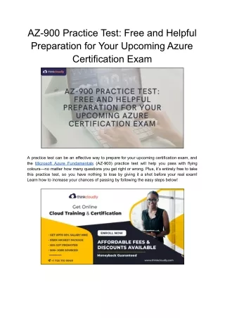 AZ-900 Practice Test_ Free and Helpful Preparation for Your Upcoming Azure Certification Exam