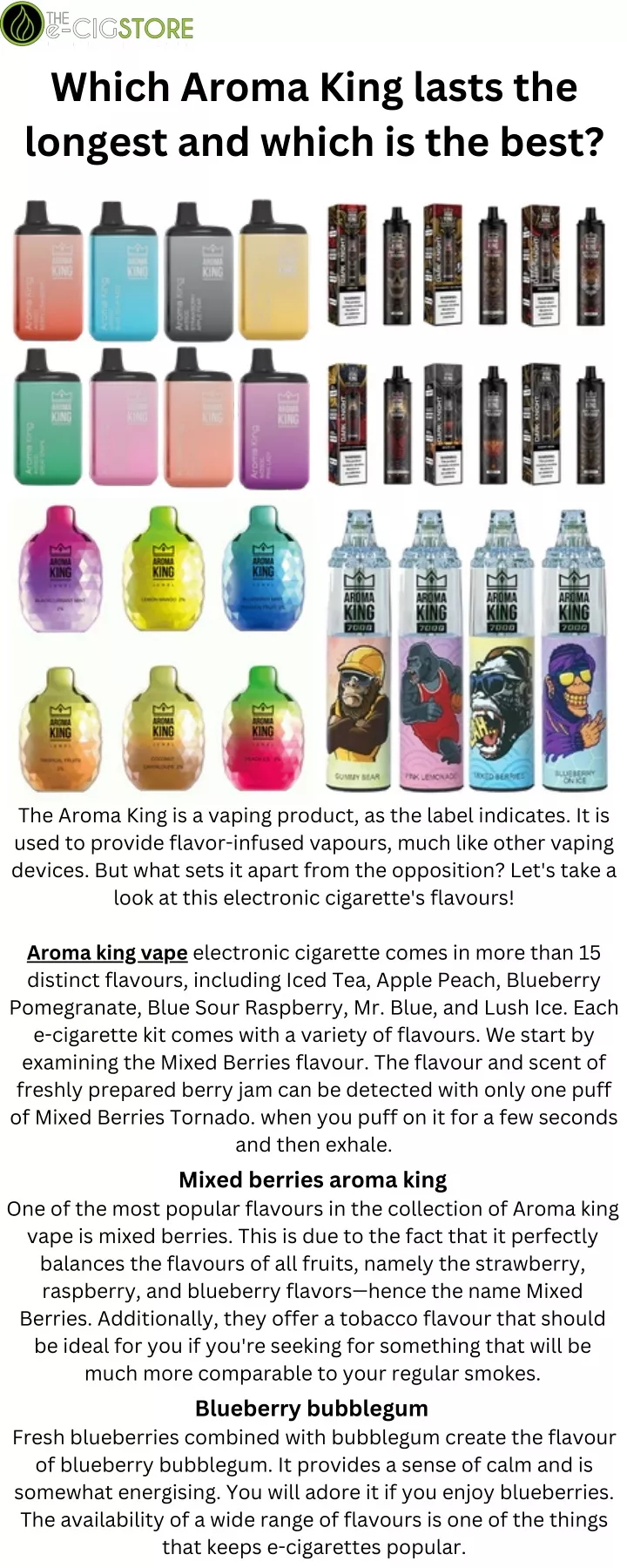 which aroma king lasts the longest and which