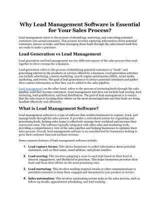 why lead management software is essential