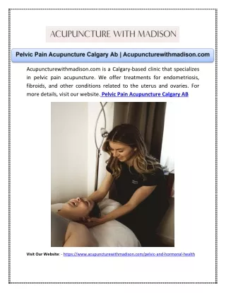 Pelvic Pain Acupuncture Calgary Ab | Acupuncturewithmadison.com