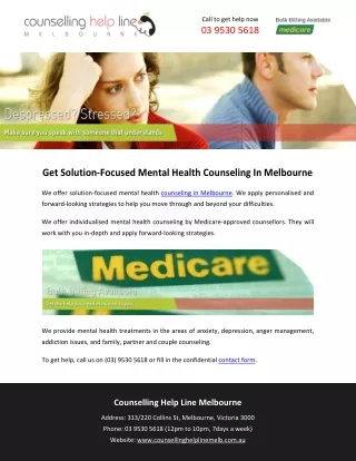Get Solution-Focused Mental Health Counseling In Melbourne