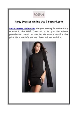 Party Dresses Online Usa | Fostani.com