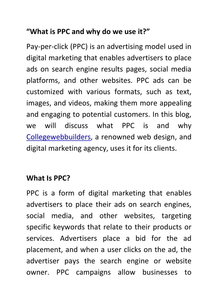 what is ppc and why do we use it