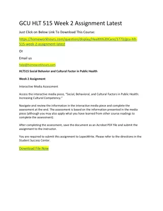 gcu hlt 515 week 2 assignment latest just click