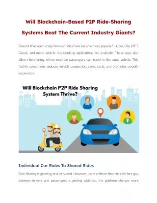 will blockchain based p2p ride sharing