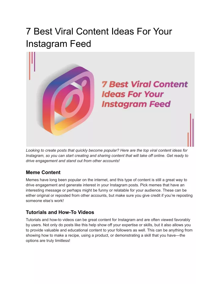 7 best viral content ideas for your instagram feed