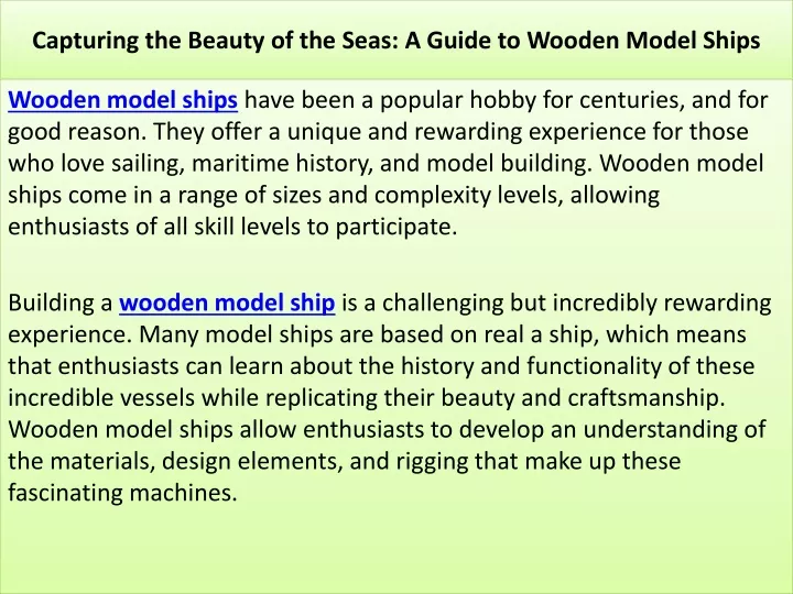 capturing the beauty of the seas a guide to wooden model ships