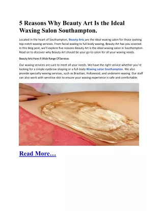 5 Reasons Why Beauty Art Is the Ideal Waxing Salon Southampton