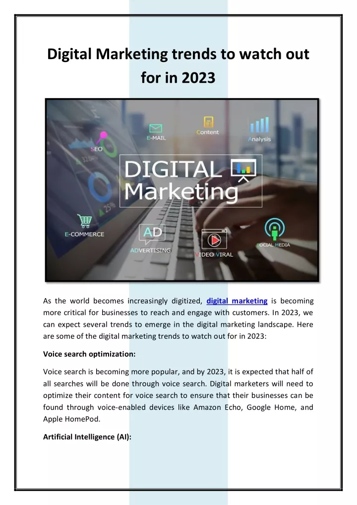 digital marketing trends to watch out for in 2023