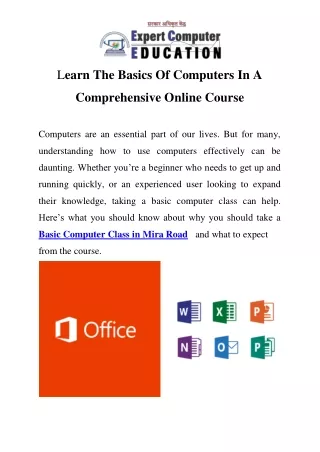 Basic Computer Class in Mira Road Call-9619990689