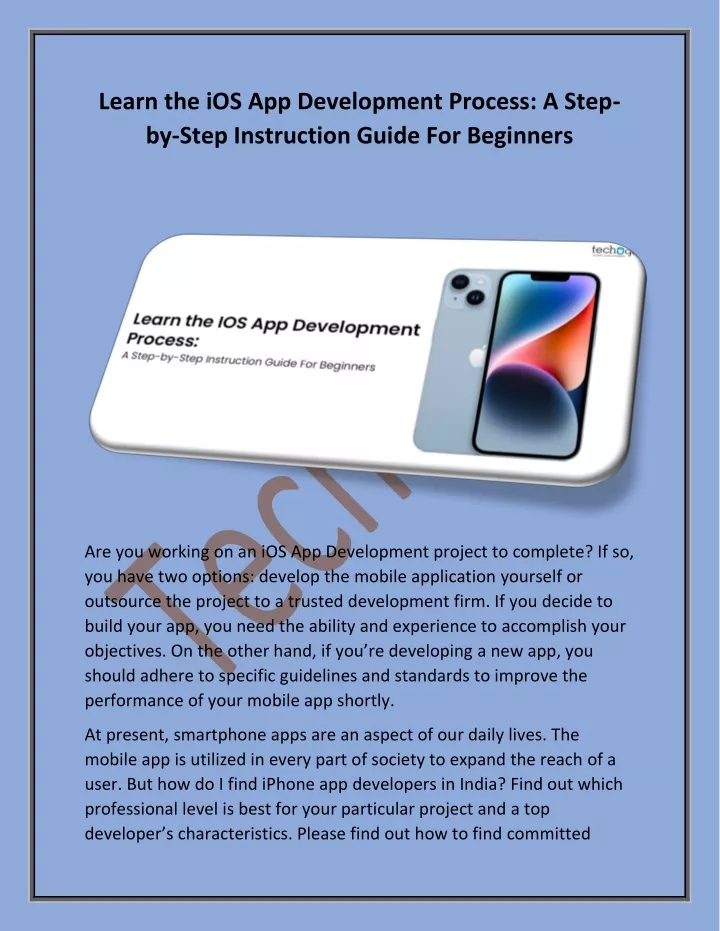 learn the ios app development process a step